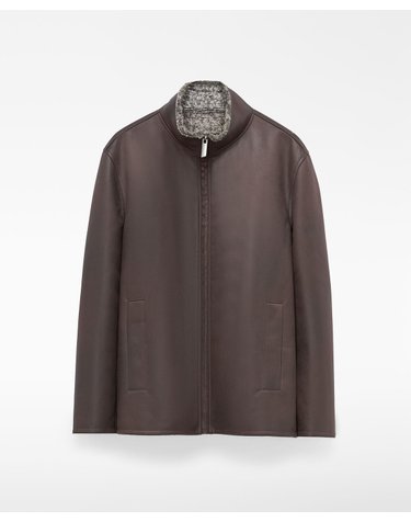 아돌포도밍게즈 퍼 안감 가죽 이펙트 재킷 175072321162 CHESNUT BROWN