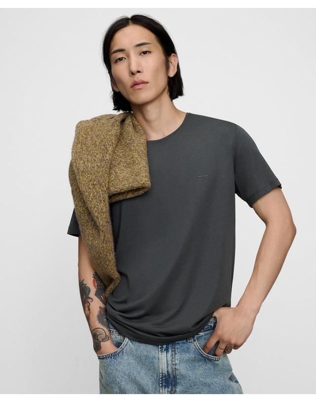 아돌포 도밍게즈 아돌포도밍게즈 아돌포도밍게즈 코튼 라이오셀 크루넥 반팔 티셔츠 172061746262 PETROL 그린 착용컷
