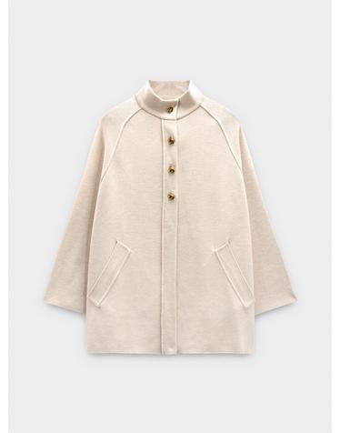 팔포이즈 하이넥 버튼 포켓 니트 판초 237350 CAMEL