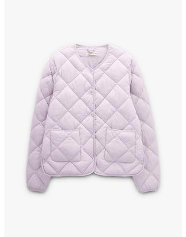팔포이즈 포켓 라운드넥 퀼팅 재킷 249353 VIOLET