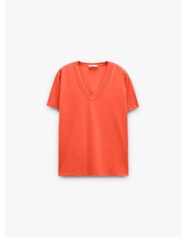 팔포이즈 베이직 브이넥 반팔 티셔츠 248453 ORANGE