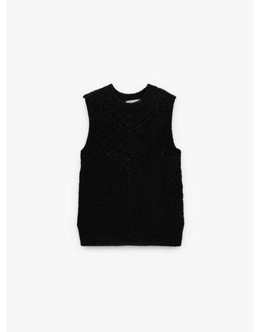 팔포이즈 포인텔 니트 라운드넥 민소매 탑 248358 BLACK
