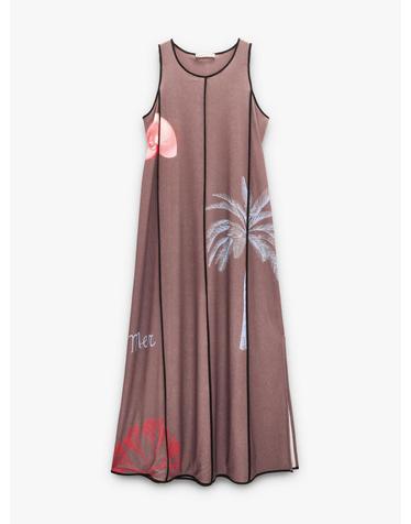 팔포이즈 마린 프린트 민소매 롱 원피스 248481 BROWN
