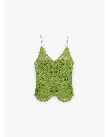 팔포이즈 크로셰 브이넥 민소매 탑 249337 GREEN
