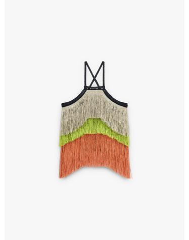팔포이즈 멀티컬러 프린지 홀터넥 민소매 탑 249257 MULTICOLOR