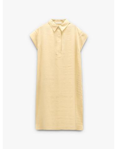 팔포이즈 링클 브이넥 미디 셔츠 원피스 249308 YELLOW