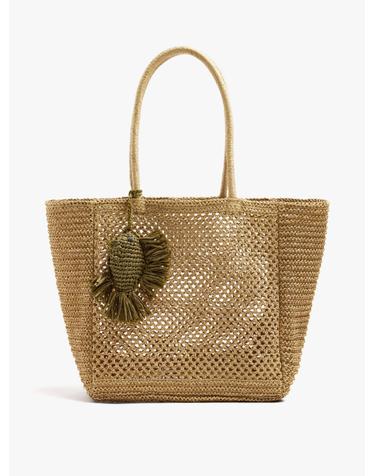 팔포이즈 페이퍼 스트로 피쉬 펜던트 쇼퍼백 244522 NATURAL
