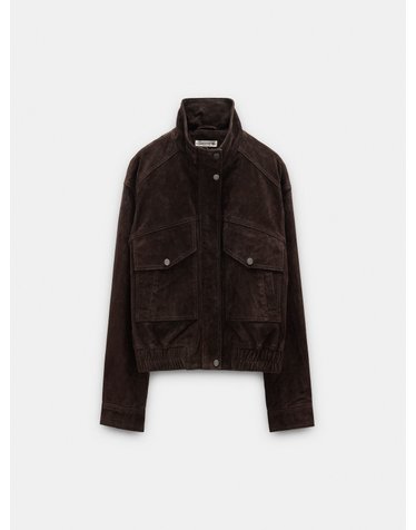 팔포이즈 스웨이드 레더 하이넥 자켓 250576 BROWN