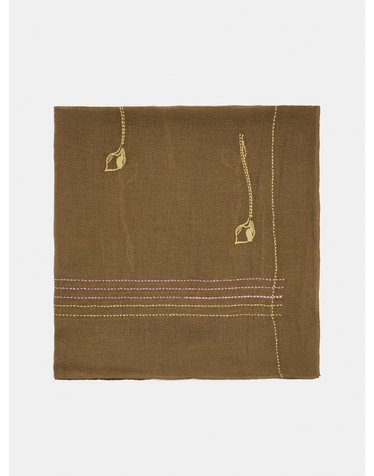 팔포이즈 린넨 혼방 자수 스카프 252676 KHAKI