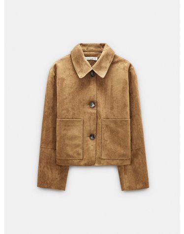 팔포이즈 스웨이드 이펙트 포켓 크롭 자켓 250419 CAMEL