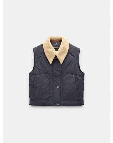 팔포이즈 퍼 카라 퀼팅 크롭 베스트 250139 NAVY