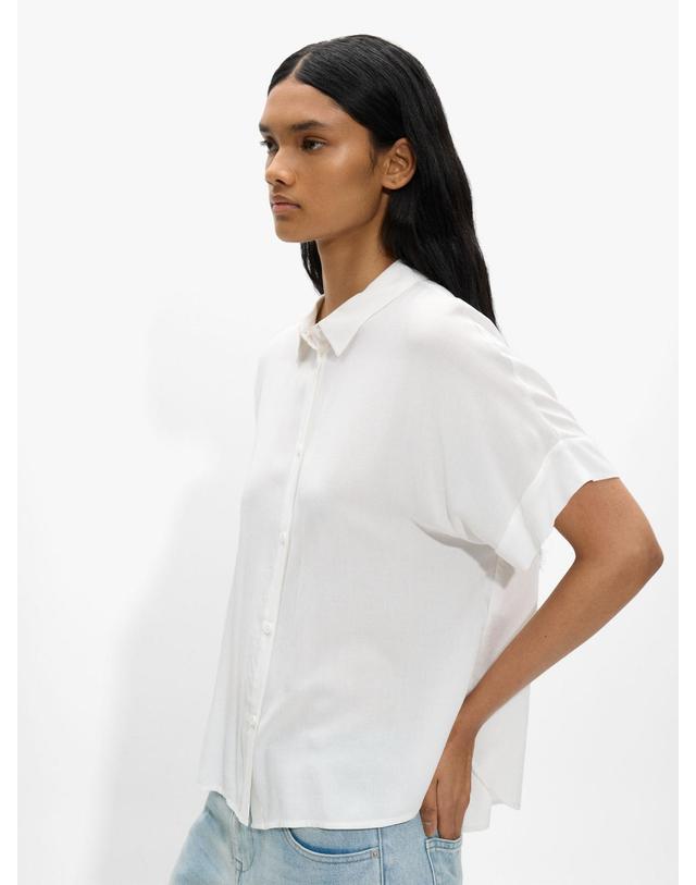 팔포이즈 팔포이즈 화이트 오버핏 커프스 반팔 셔츠 226437 WHITE 착용컷