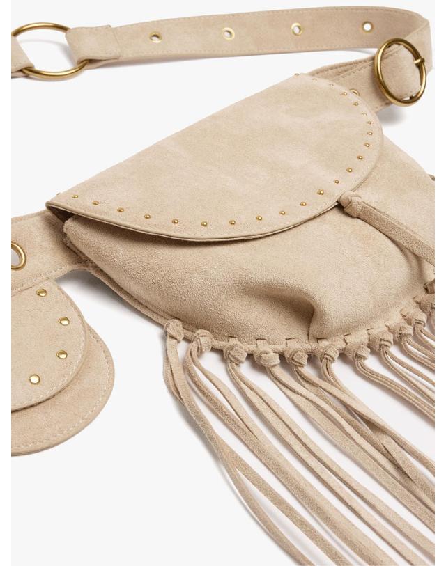 팔포이즈 팔포이즈 레더 이펙트 프린지 벨트백 248758 ECRU 아이보리 착용컷