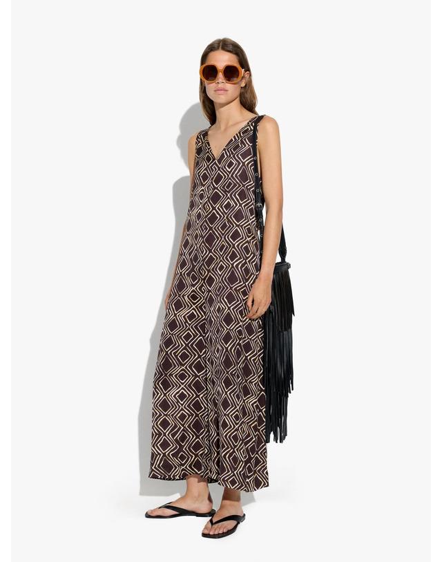 팔포이즈 팔포이즈 다이아몬드 프린트 민소매 점프수트 248106 BROWN 초콜릿 착용컷