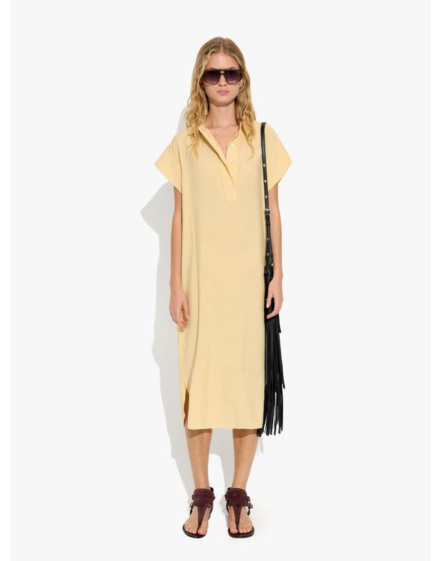 팔포이즈 팔포이즈 링클 브이넥 미디 셔츠 원피스 249308 YELLOW 노랑 착용컷