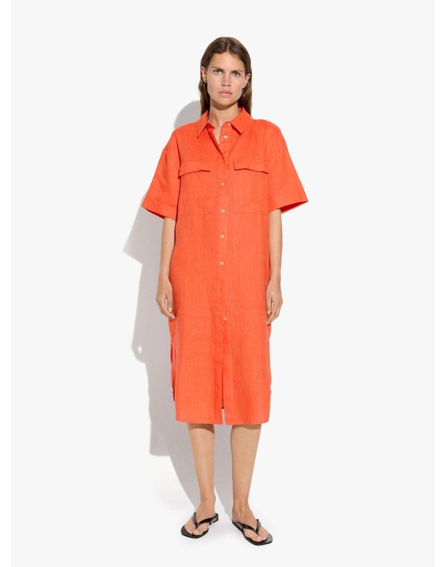 팔포이즈 팔포이즈 린넨 반팔 미디 셔츠 원피스 248665 ORANGE 오렌지 착용컷