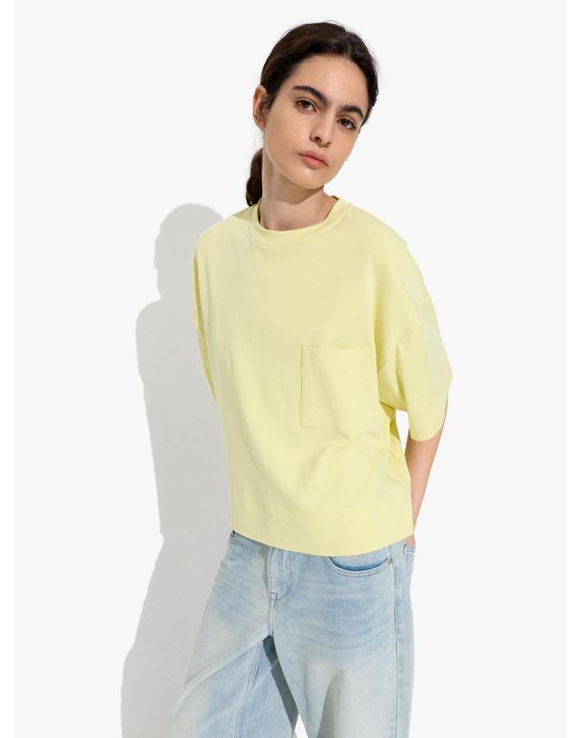 팔포이즈 팔포이즈 오버사이즈 코튼 포켓 반팔 티셔츠 249267 YELLOW 노랑 착용컷