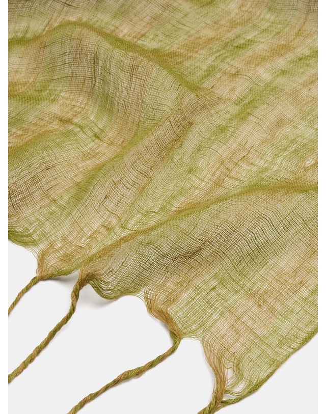 팔포이즈 팔포이즈 린넨 스트라이프 프린지 스카프 250483 GREEN 그린 착용컷