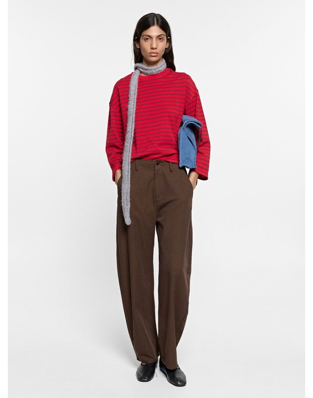 팔포이즈 팔포이즈 스트라이프 긴팔 코튼 티셔츠 250448 RED 레드 착용컷
