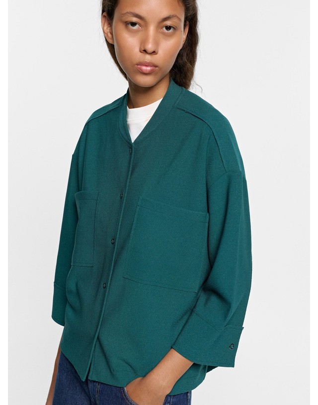 팔포이즈 팔포이즈 라운드넥 버튼 포켓 숏 코트 252863 GREEN 그린 착용컷
