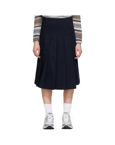 [해외직구] 아페쎄 스커트 네이비 플리츠 미디 스커트 262252F092000