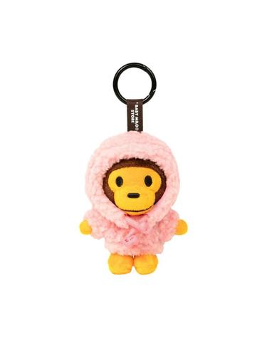 [해외직구] 베이프 베이비 마일로 후드 플러시 인형 키체인 10cm 핑크 1066795