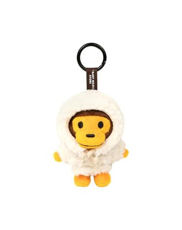 [해외직구] 베이프 베이비 마일로 후드 플러시 인형 키체인 10cm 아이보리 1066794