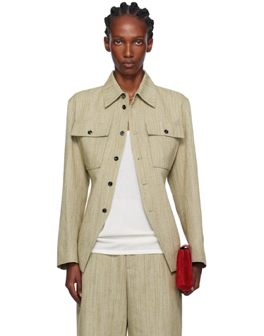[해외직구] Bottega Veneta 재킷 카키 비스코스 실크 셔츠 재킷 252798F063000
