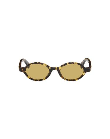 [해외직구] Bottega Veneta 선글라스 블랙   옐로우 클래식 오벌 선글라스 261798F005048