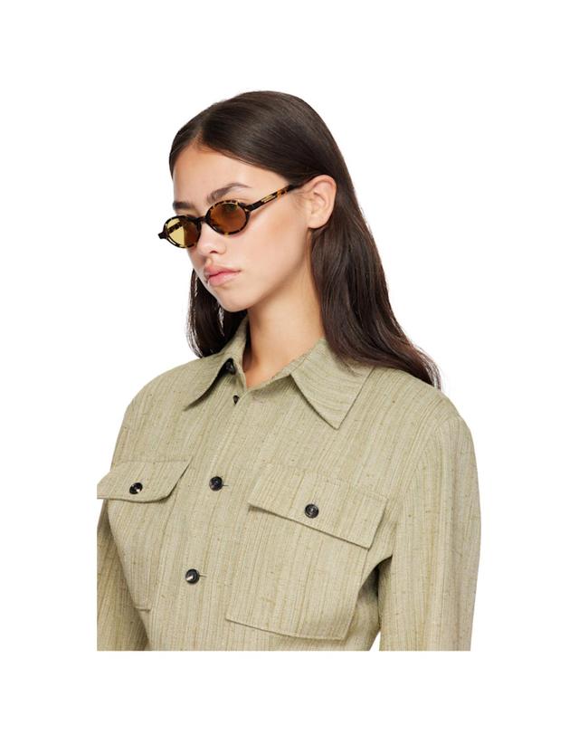 보테가 베네타 보테가베네타 [해외직구] Bottega Veneta 선글라스 블랙 옐로우 클래식 오벌 선글라스 261798F005048 착용컷