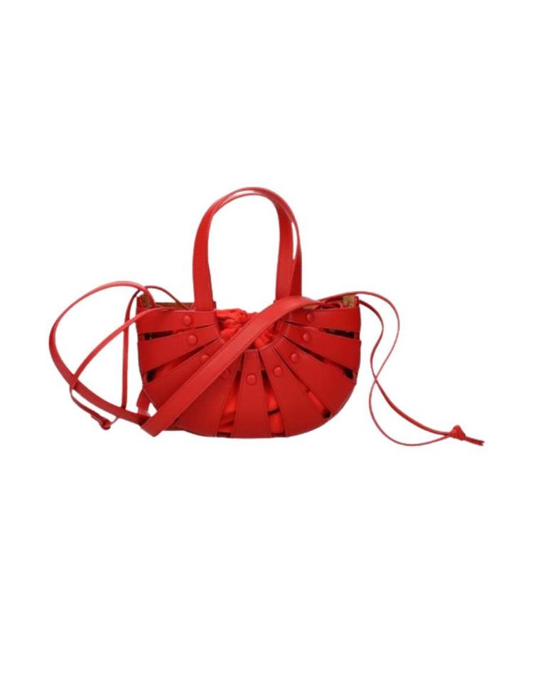 Bottega Veneta [해외] 보테가 베네타 프렌치 카프스킨 쉘 토트백 레드 651819VMAUH8903 FBYXXX00759