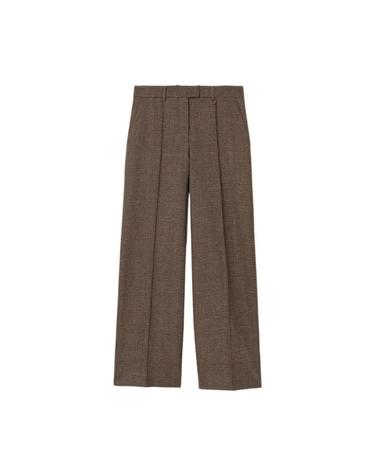 [해외직구] 버버리 체크 울 리넨 블렌드 테일러드 트라우저 소프 베이지 브라운 8127796 8127796