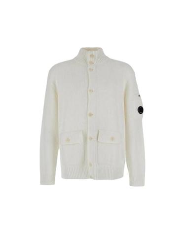 [해외직구] C P  컴퍼니 하이넥 렌즈 가디건 거즈 화이트   25SS 18CMKN078A110058A103