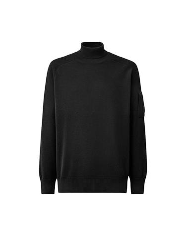 [해외직구] C P  컴퍼니 램스울 터틀넥 렌즈 스웨터 블랙   26FW 21CMKN086A110149A999