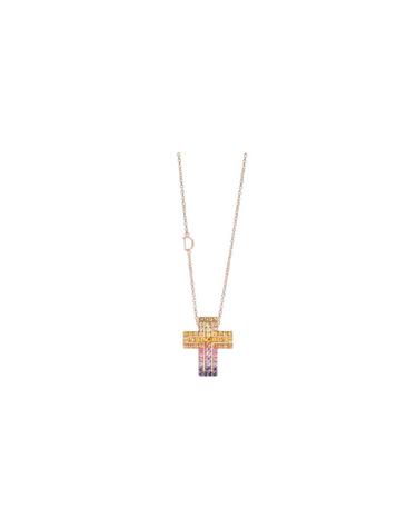 [해외직구] 다미아니 벨에포크 레인보우 사파이어 20x26mm 네클리스 핑크 골드 20084310 20084310