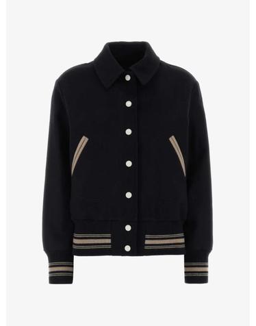 [해외직구] Golden Goose 자수 미드나잇 블루 울 보머 재킷 GWP02742P002595