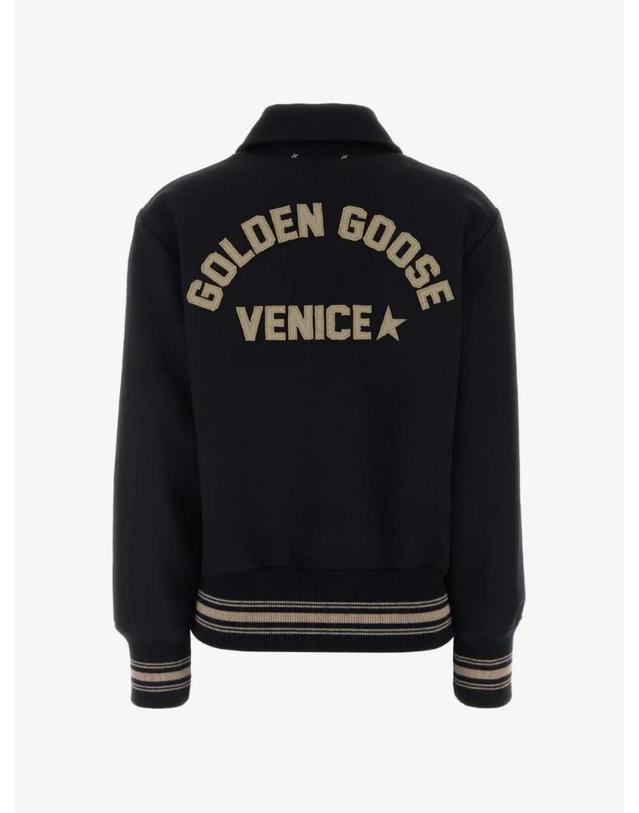 골든구스 [해외직구] Golden Goose 자수 미드나잇 블루 울 보머 재킷 GWP02742P002595 착용컷