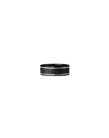 [해외직구] 구찌 아이콘 씬 밴드 18K 화이트 골드 블랙 225985-I19A1-8061