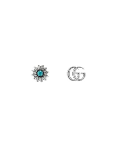 [해외직구] 구찌 더블 G 플라워 스터드 이어링 실버 에이지드 피니쉬 527344-I5569-8183