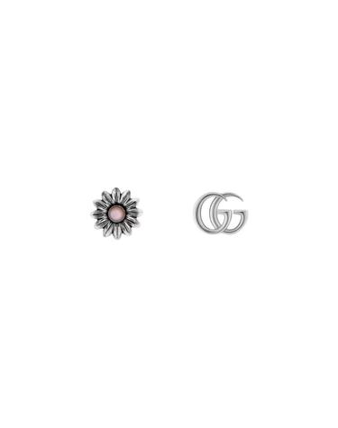 [해외직구] 구찌 더블 G 플라워 스터드 이어링 실버 에이지드 피니쉬 527344-J8440-8164