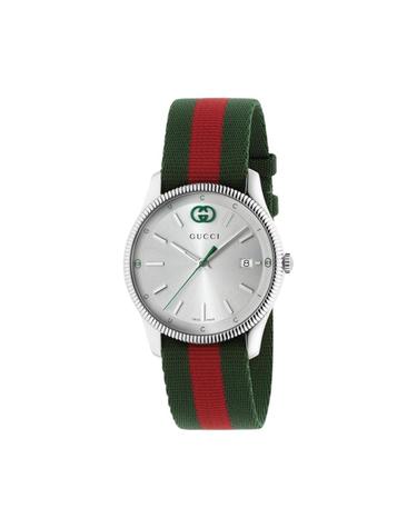 [해외직구] 구찌 G 타임리스 쿼츠 38mm 그린 레드 실버 YA1264236