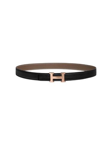 [해외직구] 에르메스 미니 H 벨트 버클   리버서블 레더 스트랩 스위프트 앱송 24mm   로즈 골드 하드웨어 누아 에뚜쁘 H079645CDZ2/H052150CABU