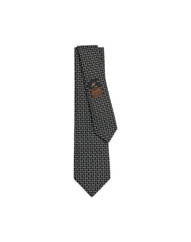 [해외직구] 에르메스 H 엔 릴리프 타이 7cm 실크   누아 블랑 앙트라시트 H336279T01