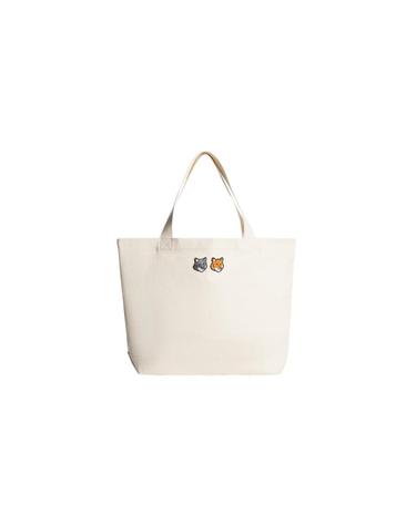 [해외직구] 메종 키츠네 더블 볼드 폭스 헤드 패치 토트백 에크루 OW511CFWW9042-P700