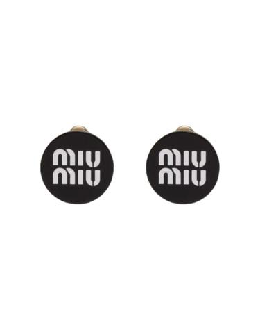 [해외직구] 미우 미우 플렉시글라스 이어링 블랙 화이트 5IO063-2F8O-F0967