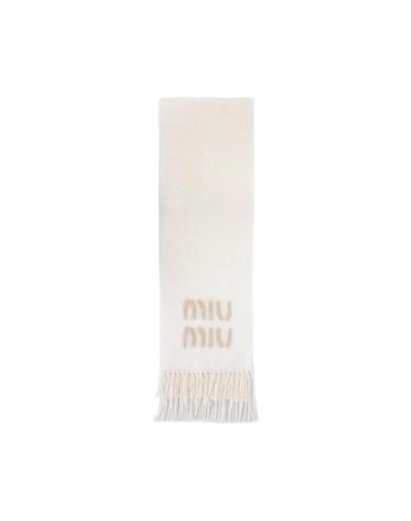 [해외직구] 미우 미우 울 모헤어 머플러 화이트 5FS062-2CQD-F0009