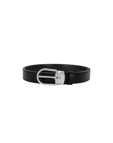 [해외직구] 몽블랑 홀스슈 버클 30mm 리버시블 레더 벨트 블랙 브라운 128135/38157