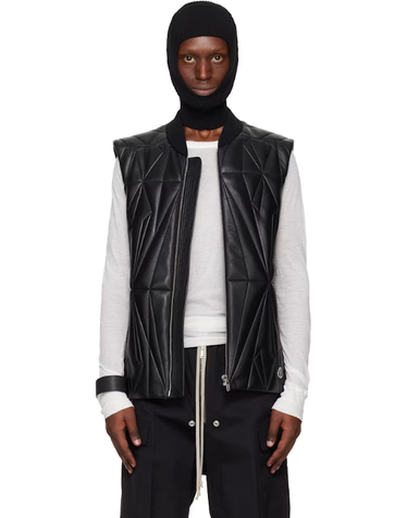 [해외직구] 릭오웬스 패딩 Moncler    블랙 지오카모 플라이트 가죽 베스트 261232M178015