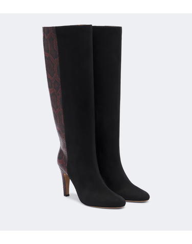 [해외직구] Ferragamo 레더 스웨이드 니하이 부츠  P01183475