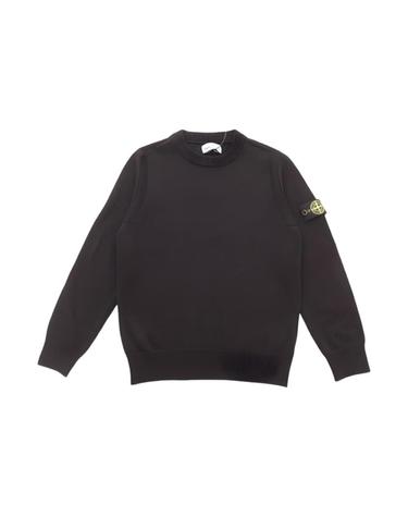 [해외직구] 키즈  스톤 아일랜드 502Z1 스타킹 스티치 울 비스코스 나일론 앤 캐시미어 블렌드 크루넥 니트 블랙   23FW 7916502Z1-V0029
